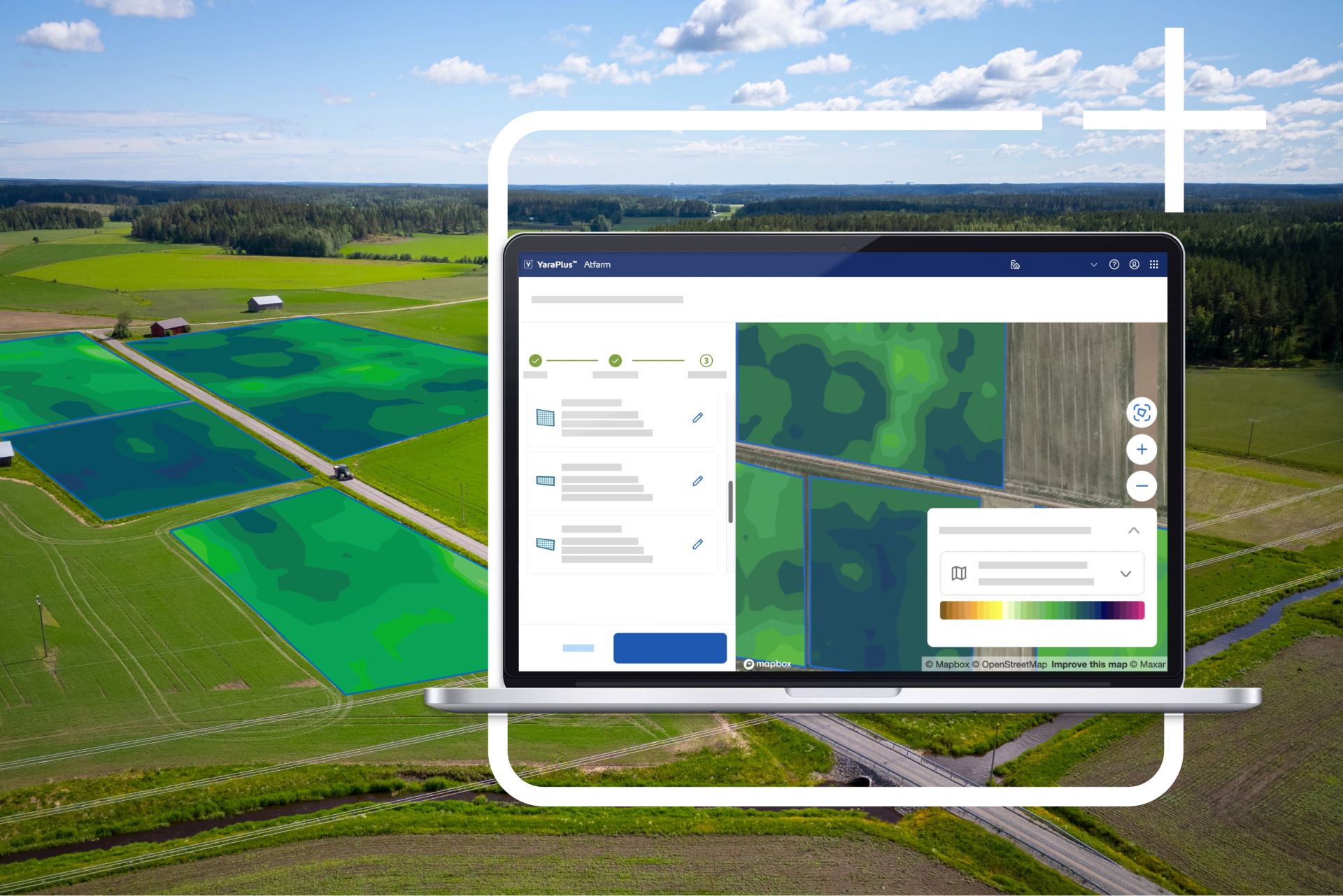 Feld und Applikationskarten von YaraPlus Atfarm